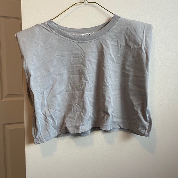 Cropped Tank W/ Shoulder Pads - Picture 1 of 4